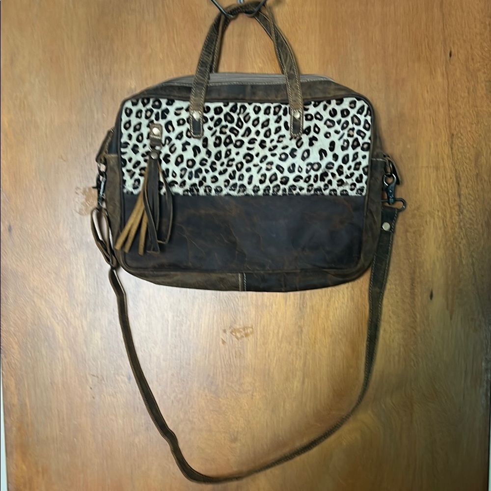 Myra Bag Leopard Print and Leather Laptop Bag